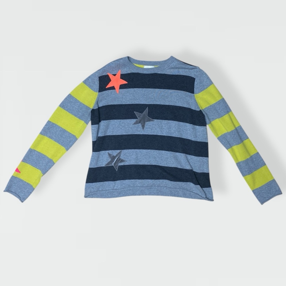 Lisa Todd Small Striped Cashmere Blend Sweater Star Patch Quiet Luxury Artsy